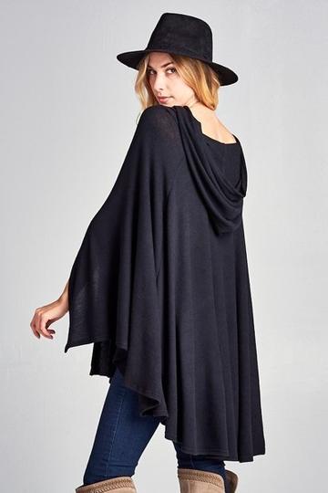 Hooded Poncho in Black