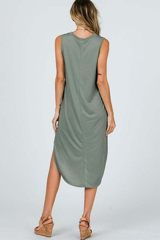 Hi Low Tank Dress in Sage