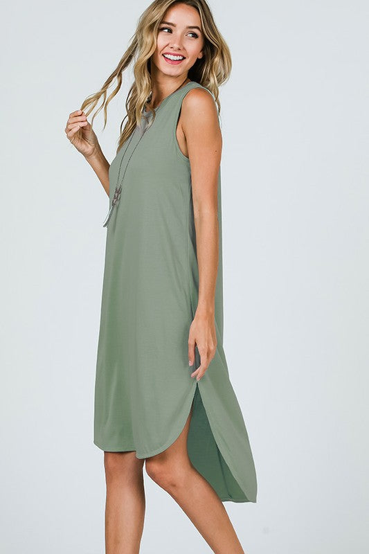 Hi Low Tank Dress in Sage