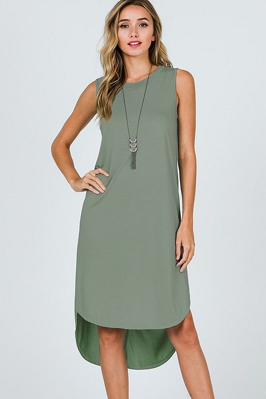 Hi Low Tank Dress in Sage