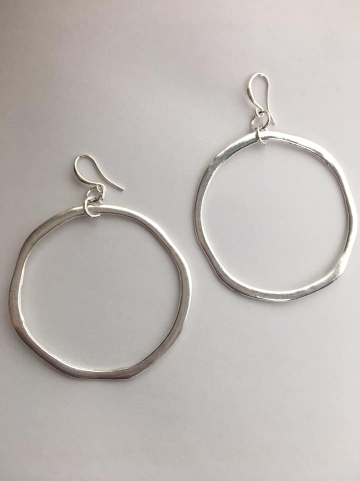 Silver plate hoop earrings