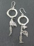 Leaf Charm Earrings in Silver Plate