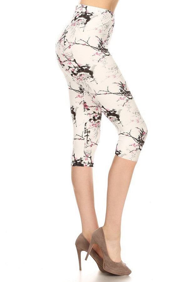 Black and white cropped leggings with a hint of pink