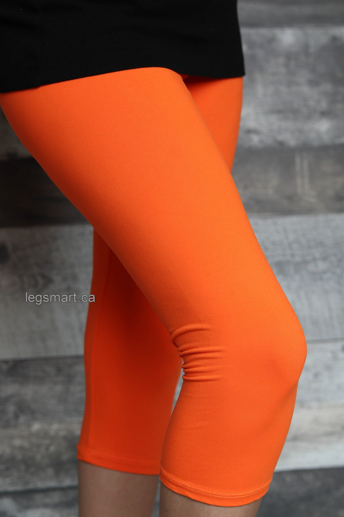 Orange Solid coloured capri leggings