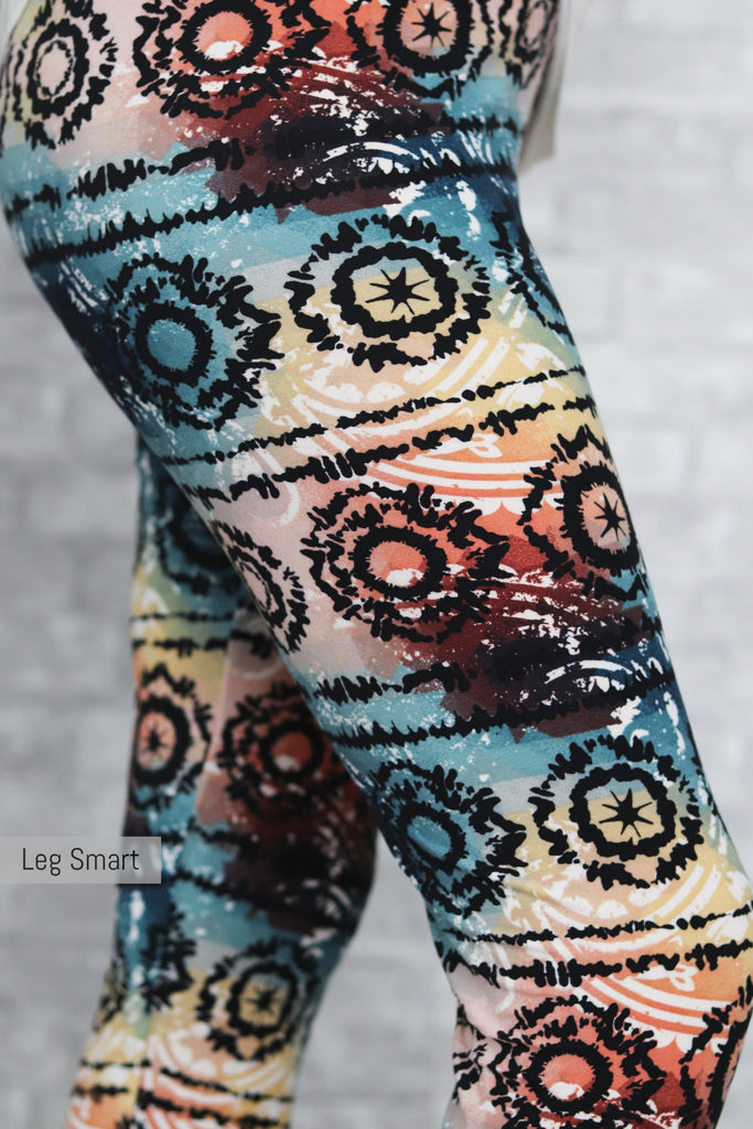 Aztec leggings with the beautiful colours of the sunset