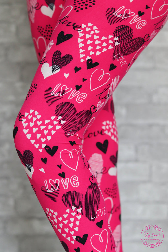Valentines Day leggings with hearts