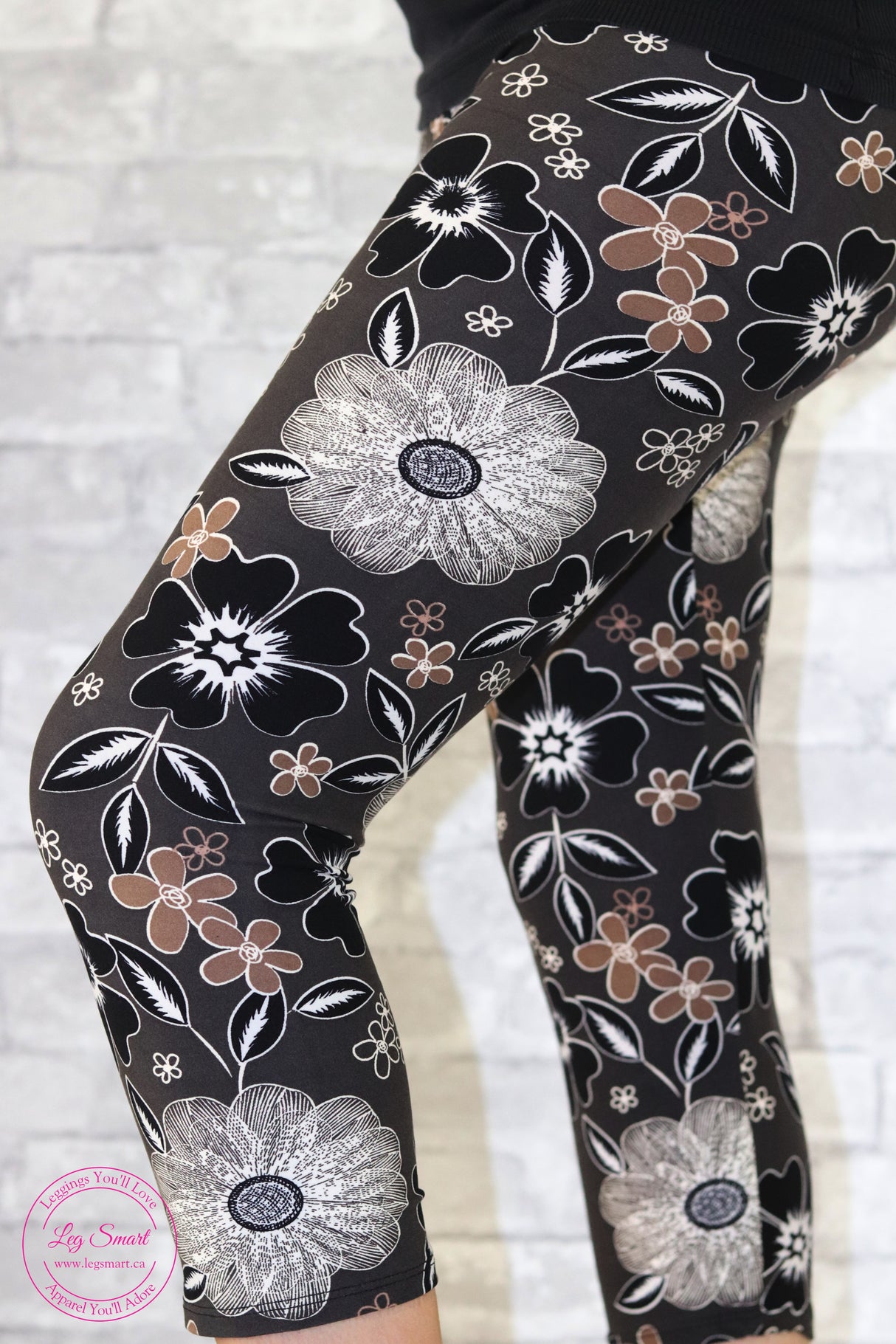 Mocha Floral Capri Leggings