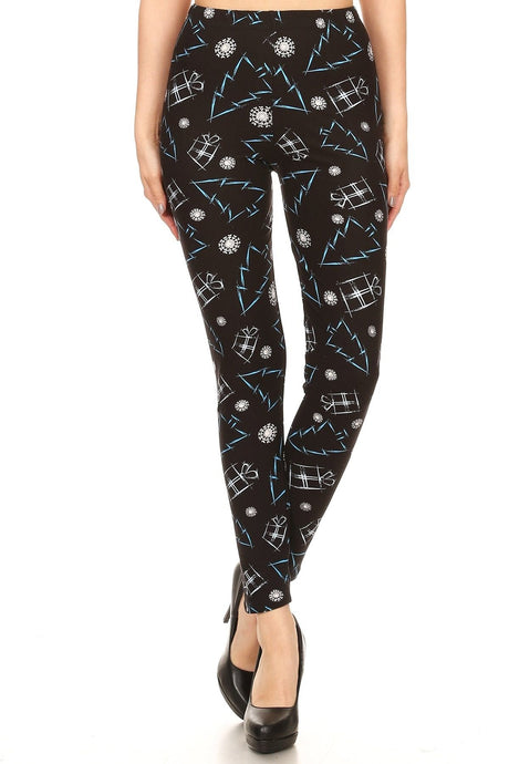 Blue Trees Christmas Leggings