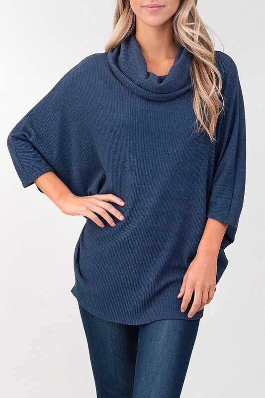 Cowl Pullover in Navy