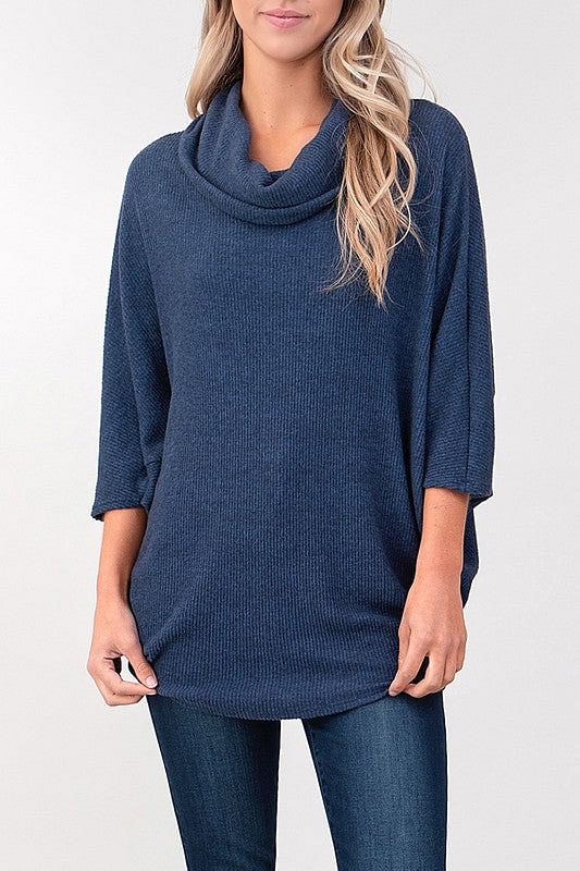 cowl pullover in navy