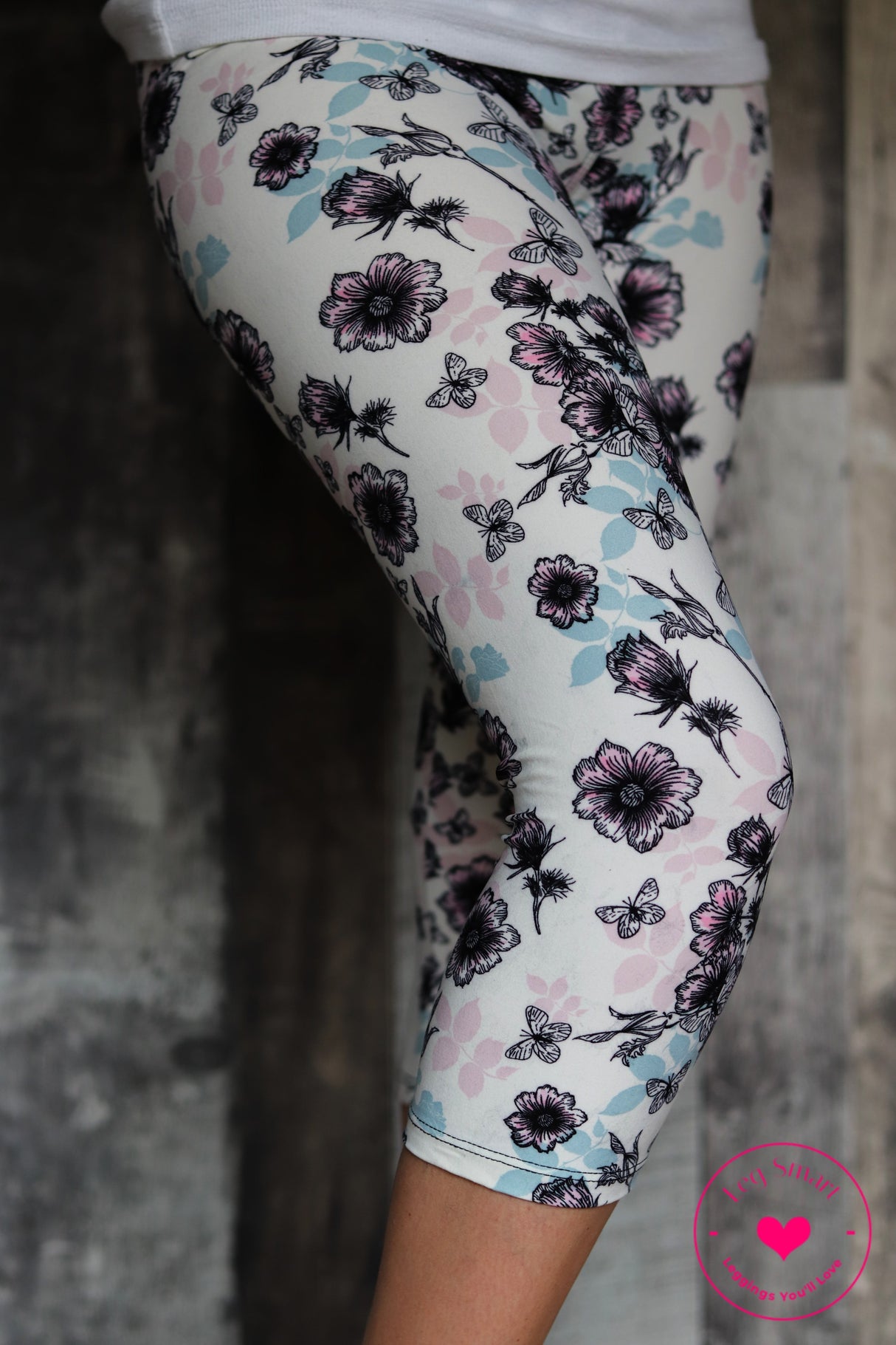 Pastel Butterfly Capri Leggings