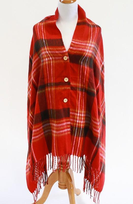 red button poncho scarf