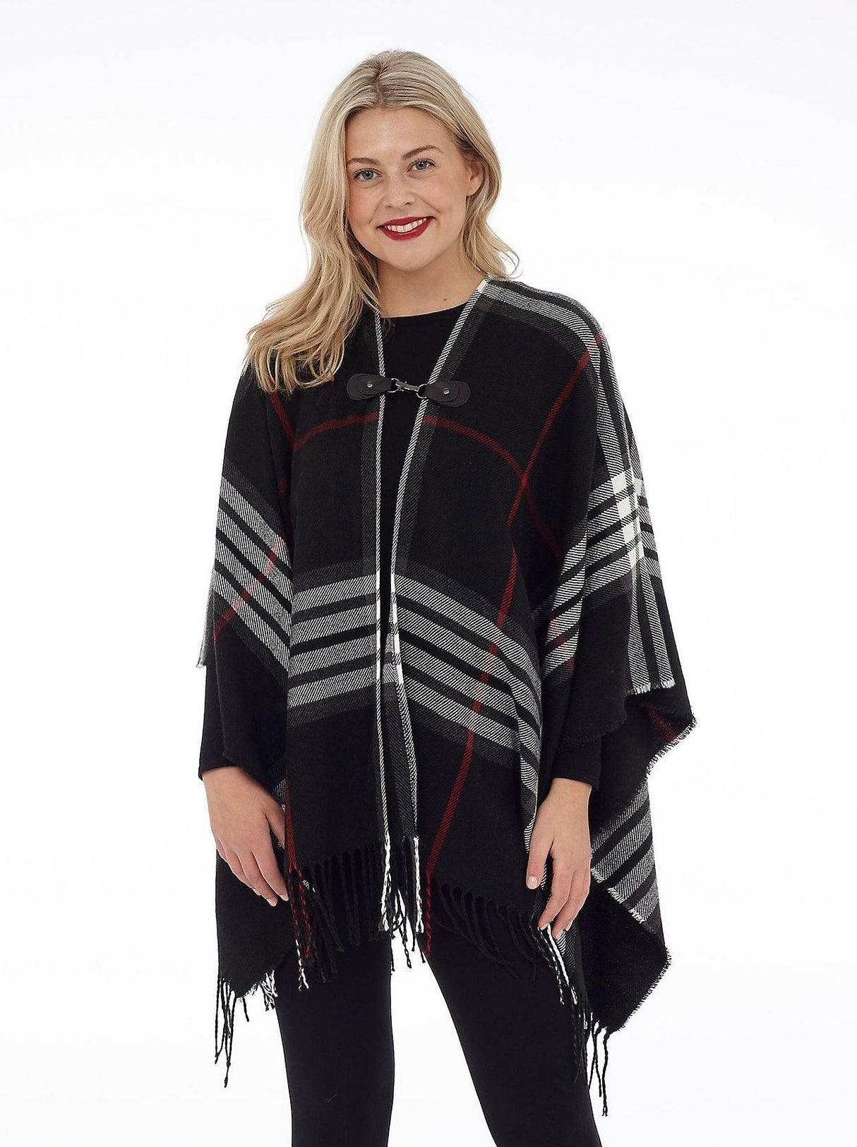womens black plaid wrap