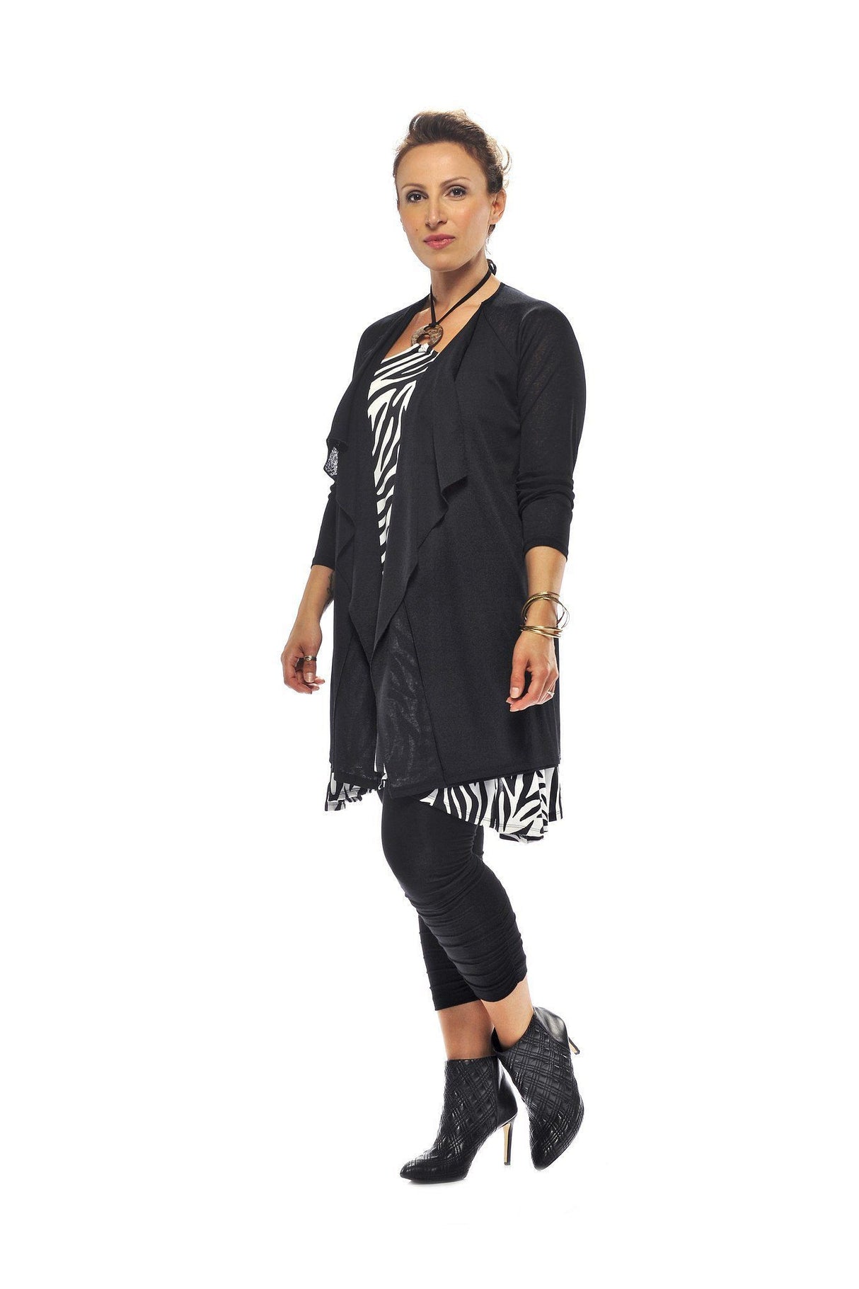 Shell Halter Beachwear Dress - Black & White