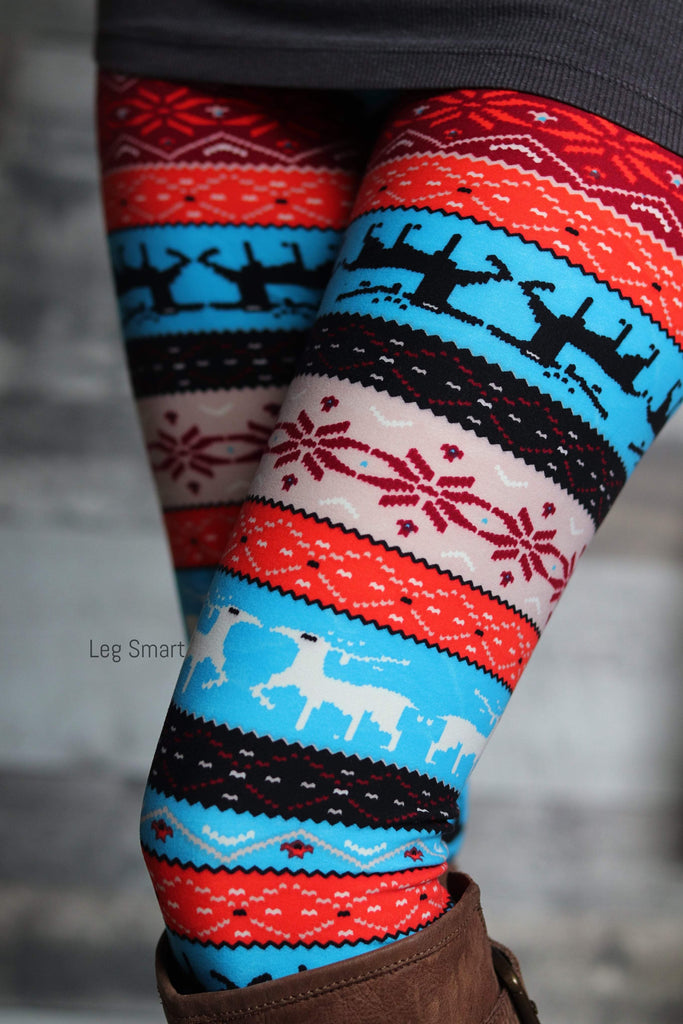 Plaid Reindeer Kids Leggings