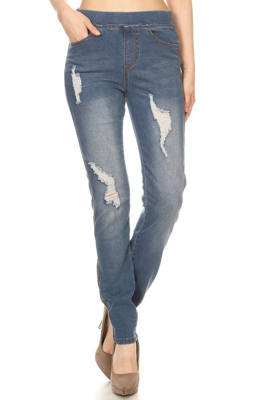 distressed denim jeggings