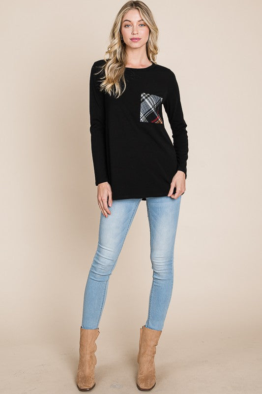 Pull à poche à carreaux