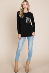 Pull à poche à carreaux