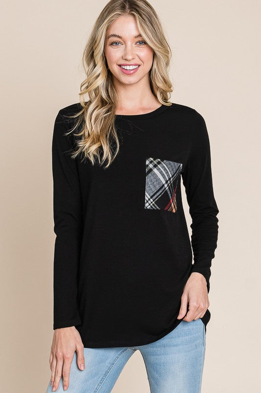 Pull à poche à carreaux