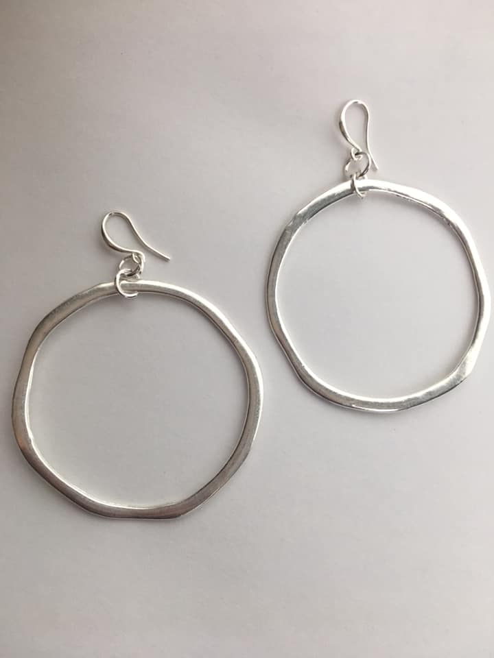 Silver plate hoop earrings