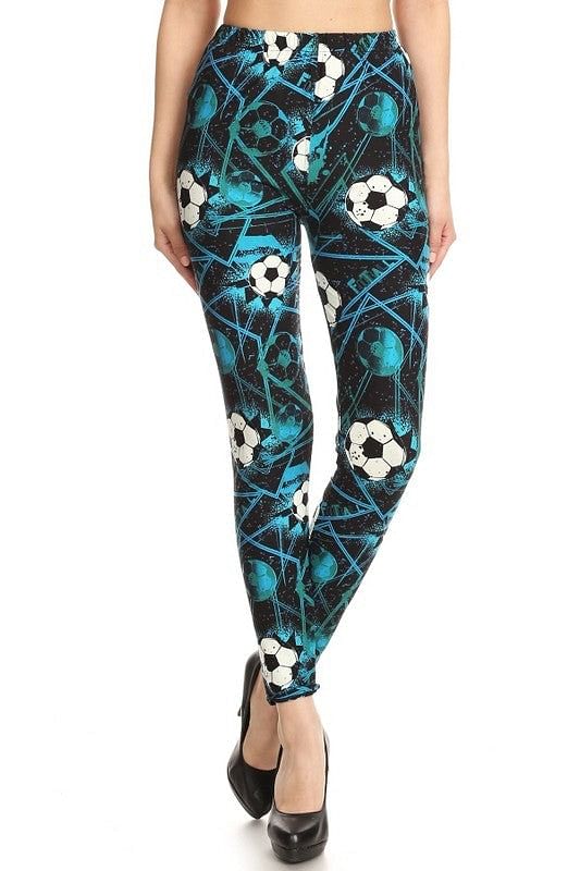Soccer Print Plus Size Leggings - front