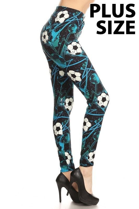 Soccer Print Plus Size Leggings - side