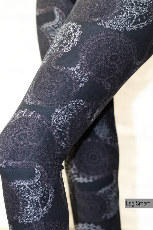 Legging noir à motif cachemire 
