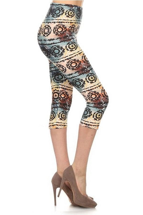 capri leggings with sunset colours