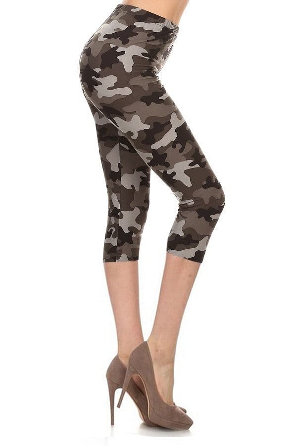 black and grey camo capri leggings