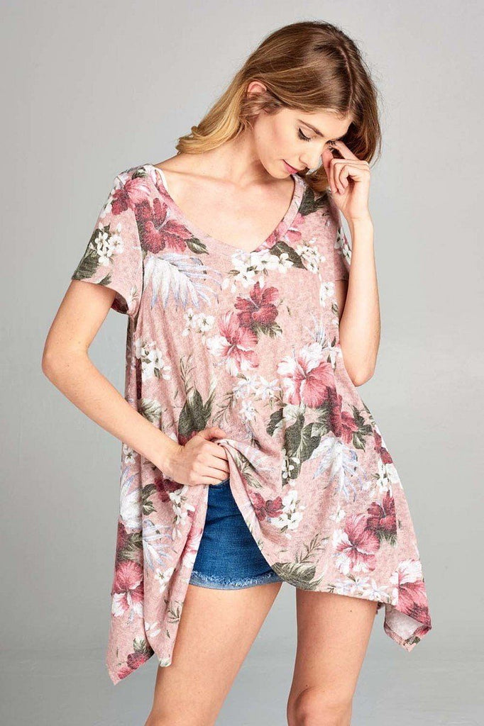 blush coloured floral tunic