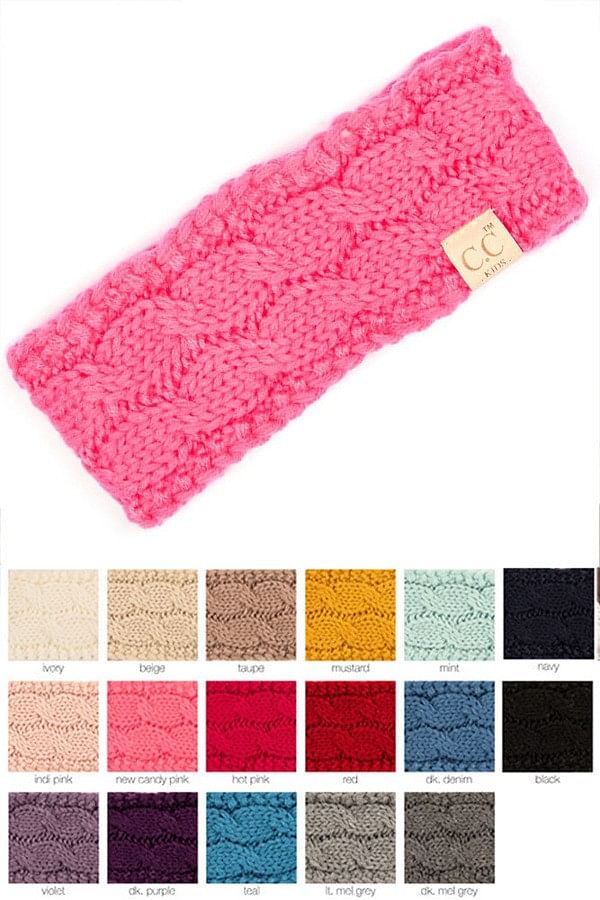 knit winter head wrap for girls with a soft sherpa lining