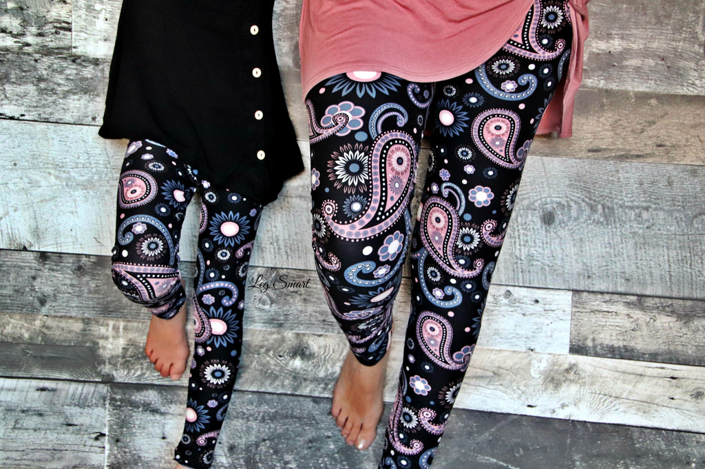 Pink Paisley One Size Leggings mommy & me
