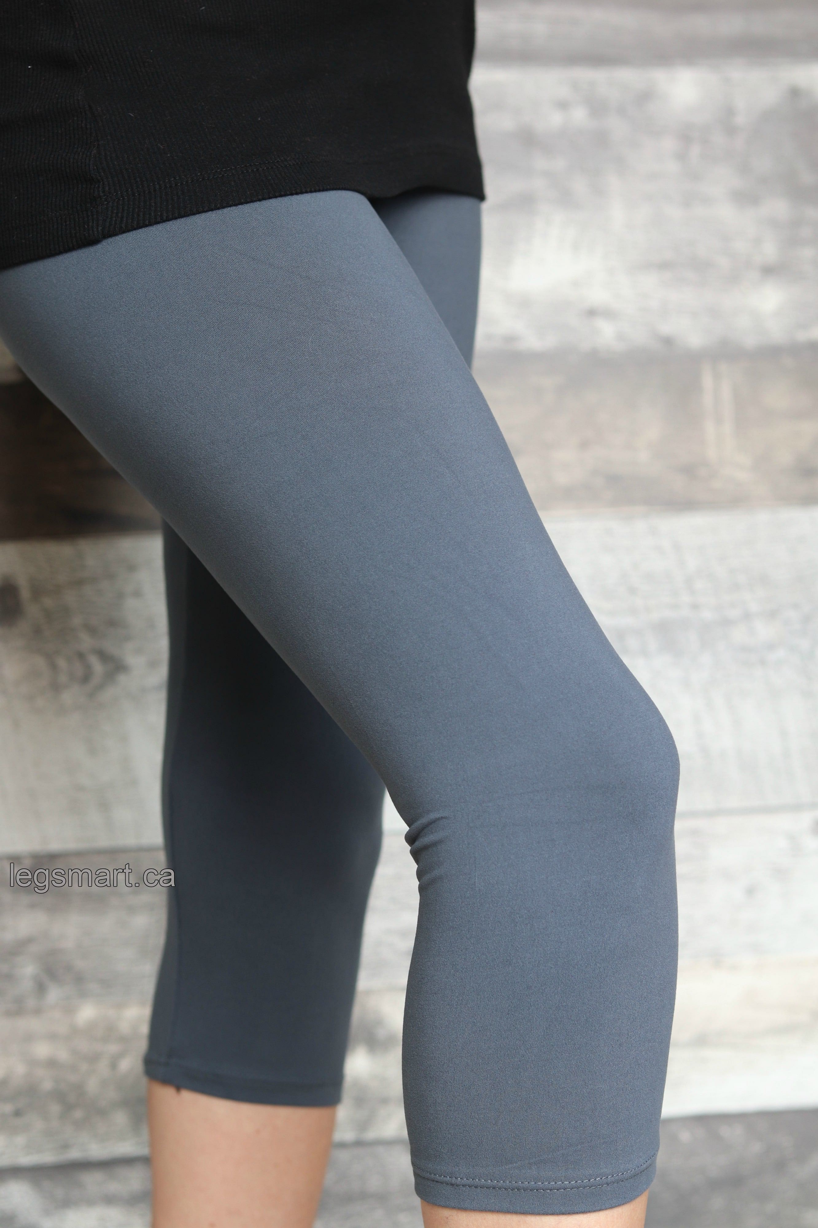 Solid Coloured Capri Leggings Yoga Band Charcoal Yoga Band One Size