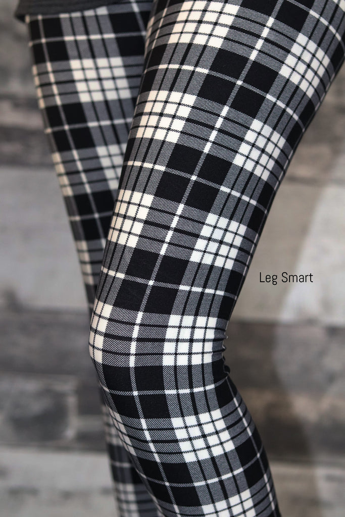 black plaid leggings