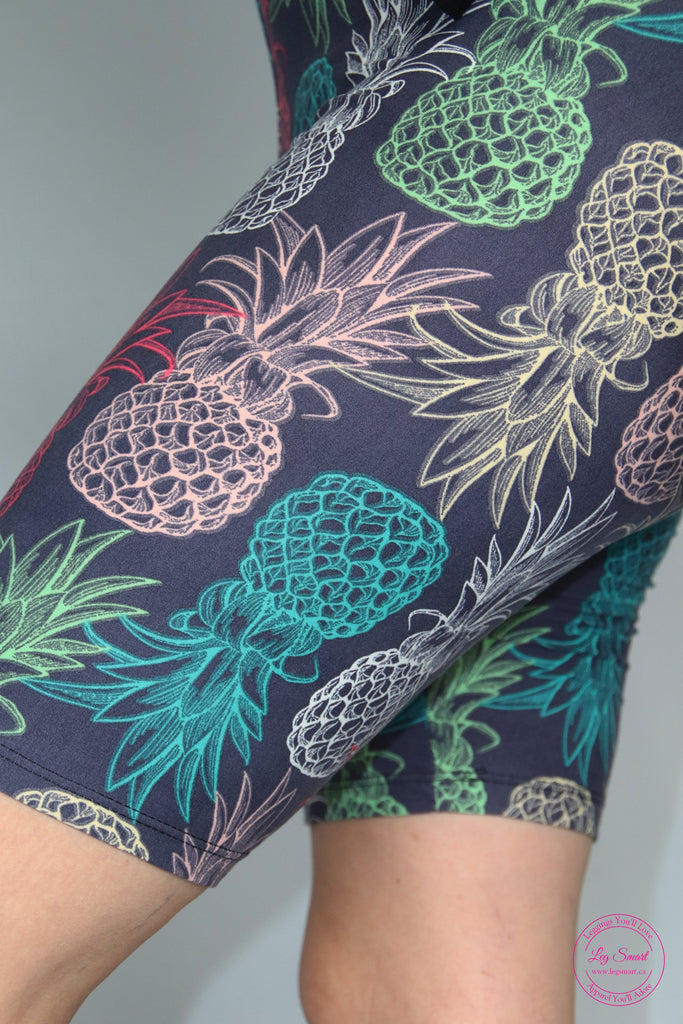 grey bike shorts with a fun pineapple print