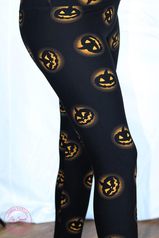 black leggings with jack-o-lanterns