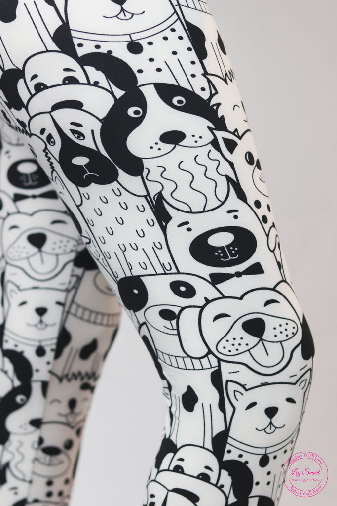 GIrls leggings printed with fun and entertaining dogs