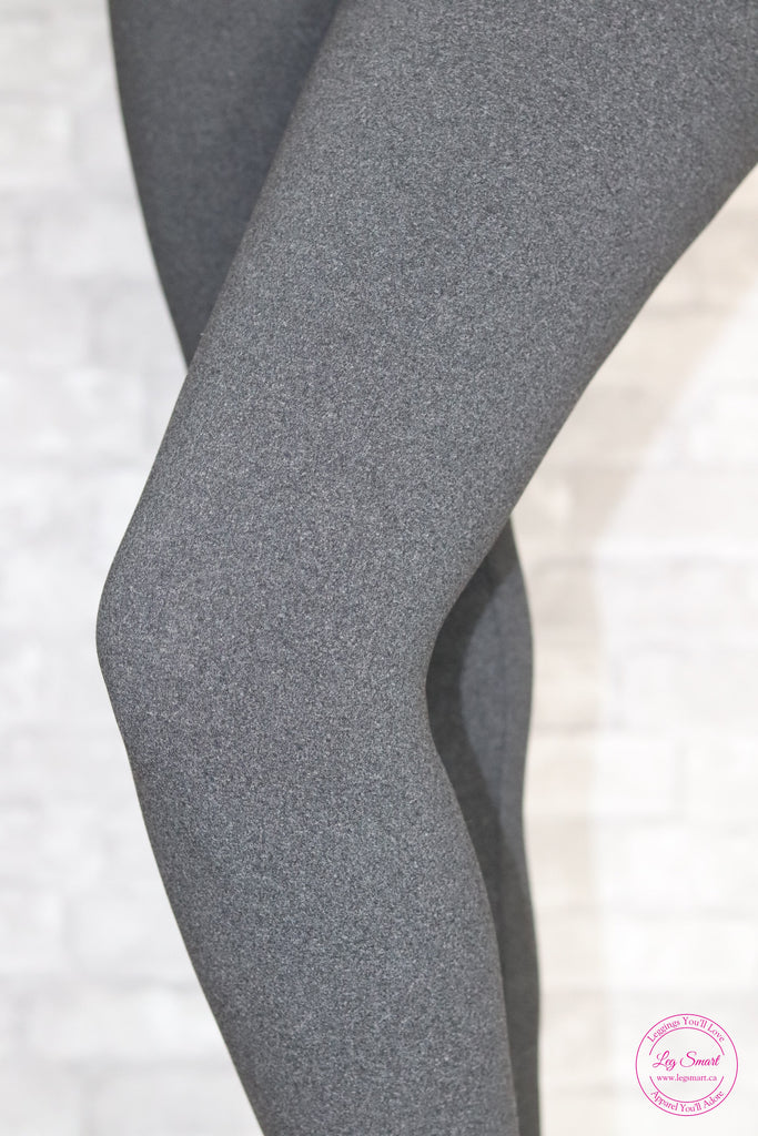 Heather Charcoal Grey yoga band Leggings Leg Smart Canada