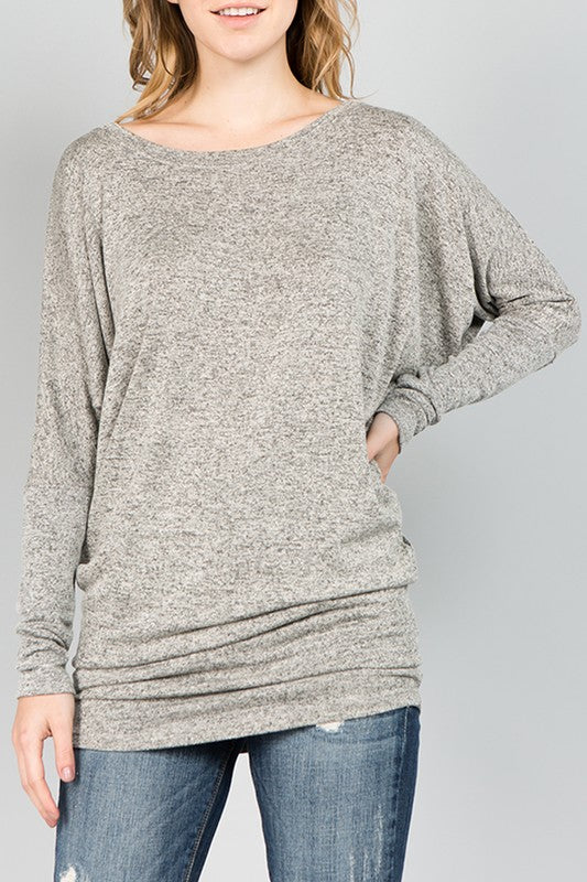 Long Sleeve Knit Dolman in Fawn