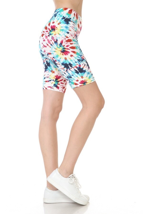 shorts with a colourful tie dye print