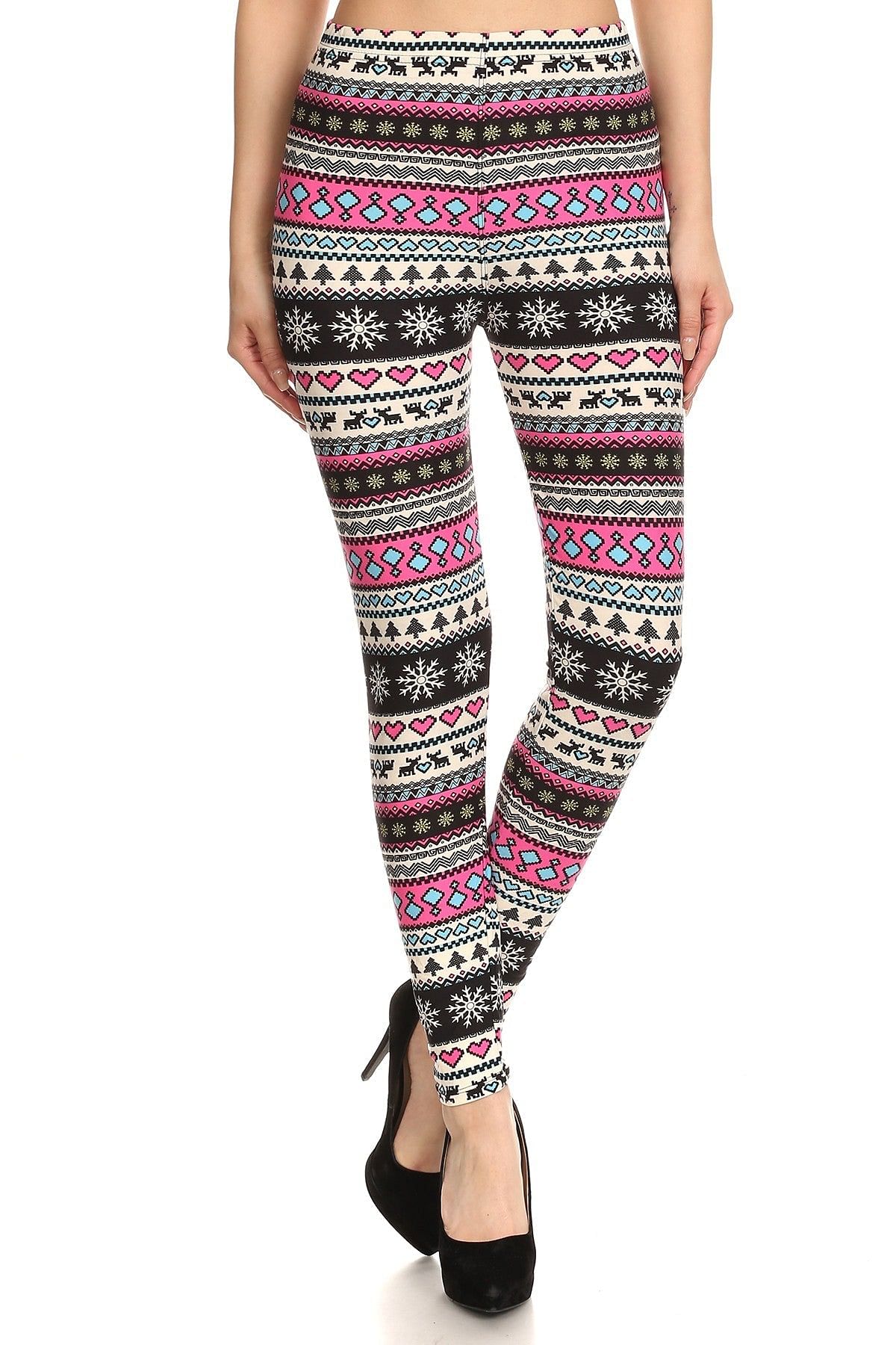Legging de Noël coeur rose