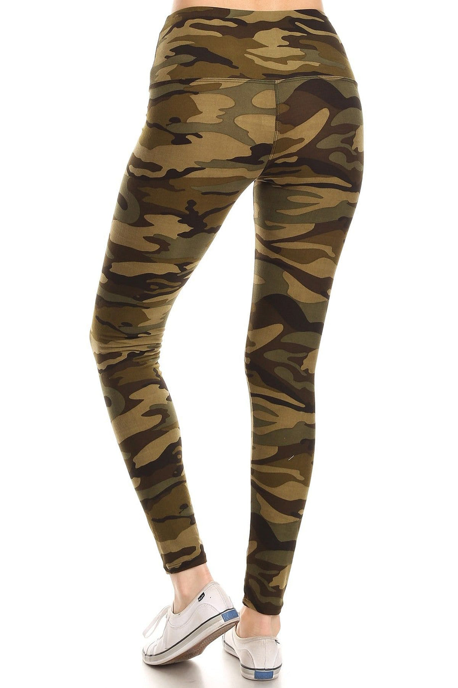 Trendy Camo Yoga Leggings with Mesh Panels