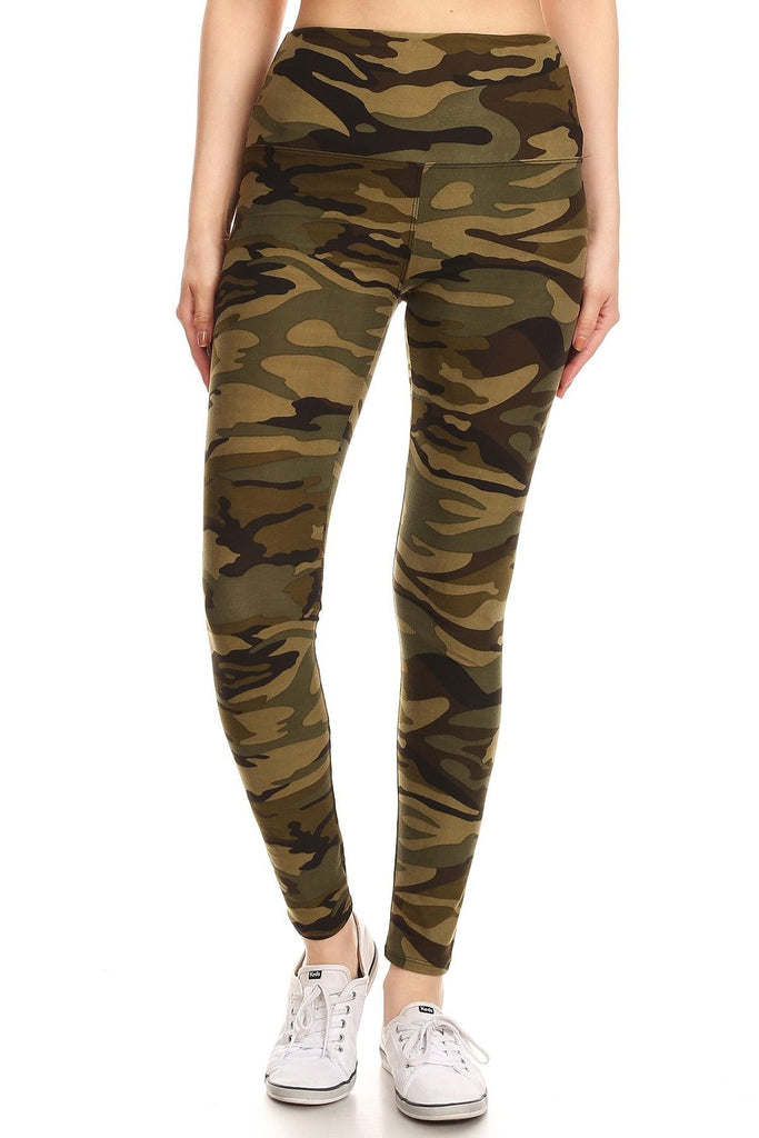 yoga band green camo leggings