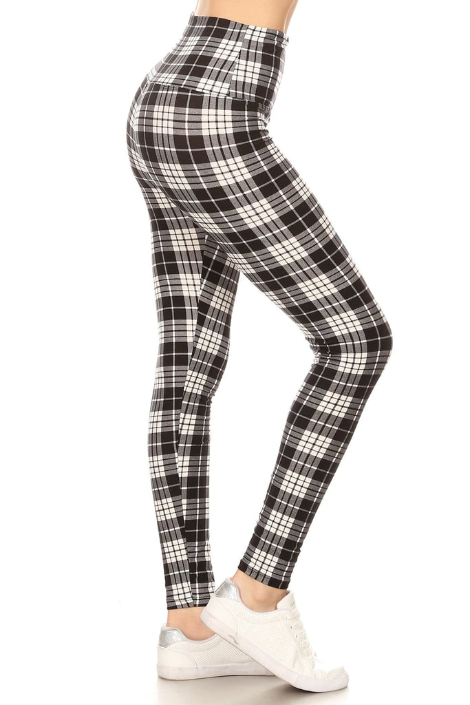 Black and white plaid leggings