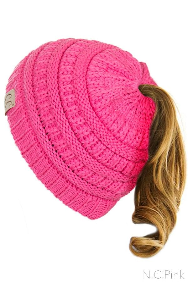 Girls Messy Bun Hat Pink