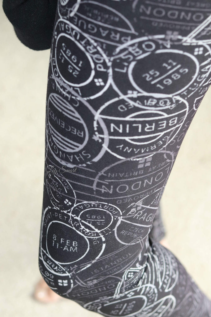 Leggings with passport stamps