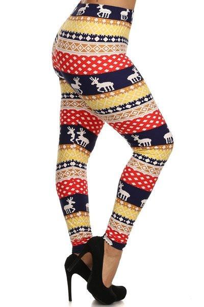 Reindeer Stripe Plus Size Christmas Legging