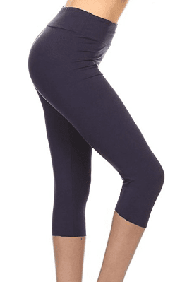 High Waisted Yoga Pants Women Capri Leggings Workout Leggings Seamless Navy  Blue 